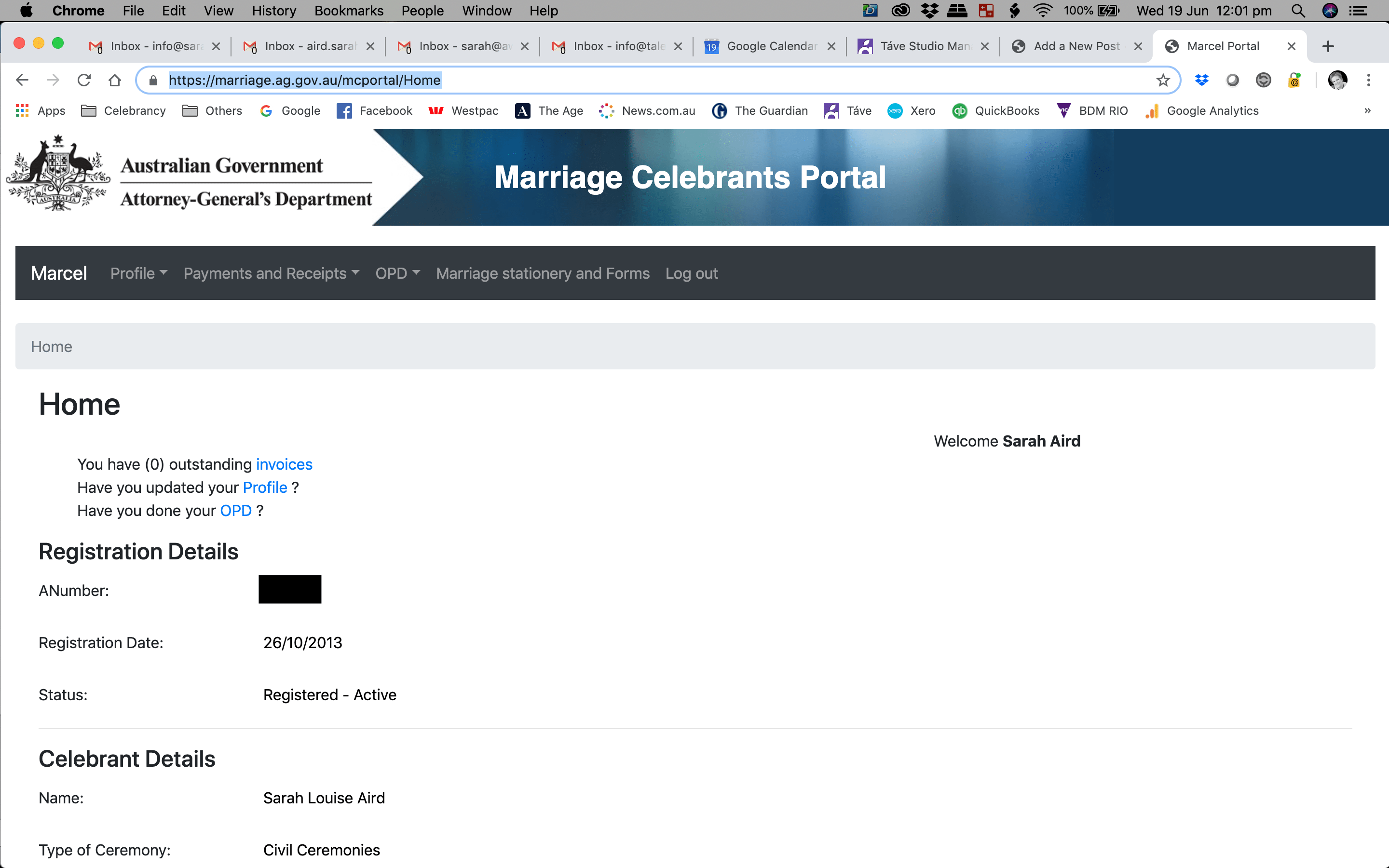Marriage Celebrant Portal Dashboard