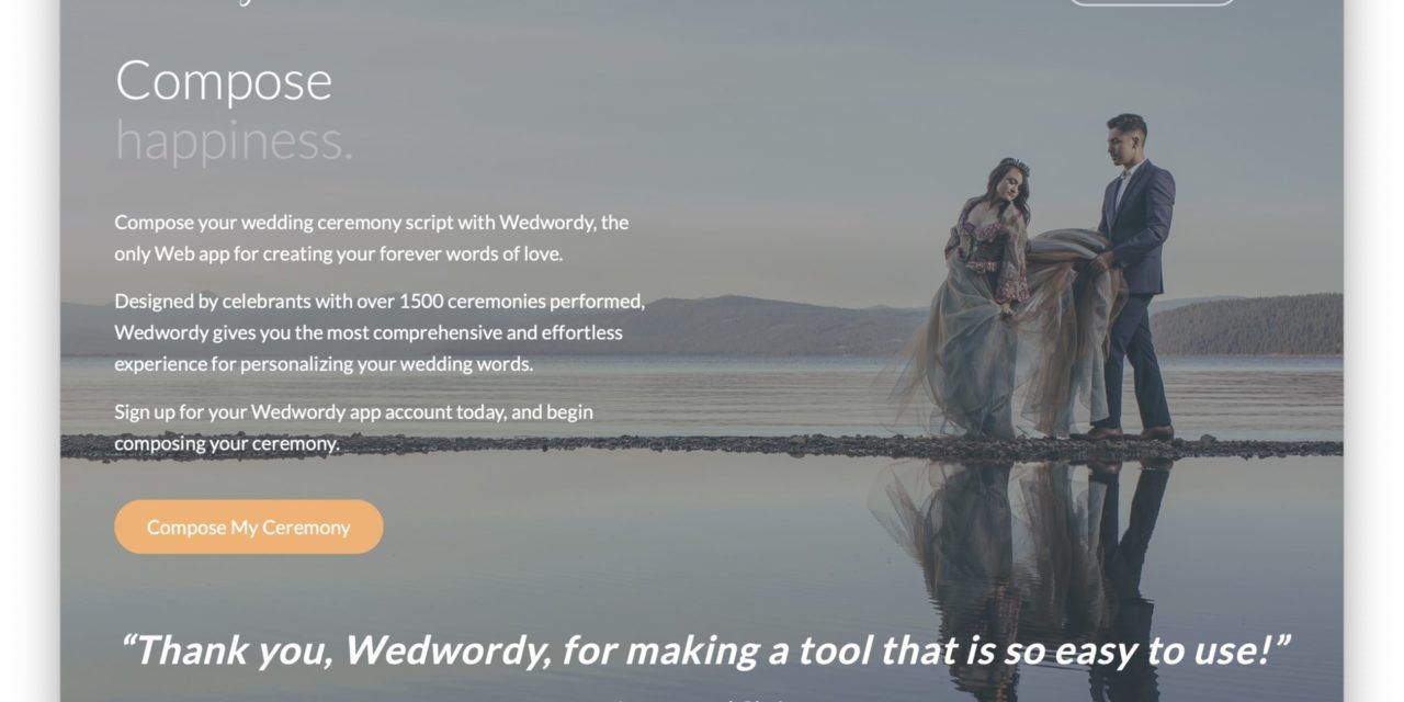 A review of Wedwordy, a ceremony script creator