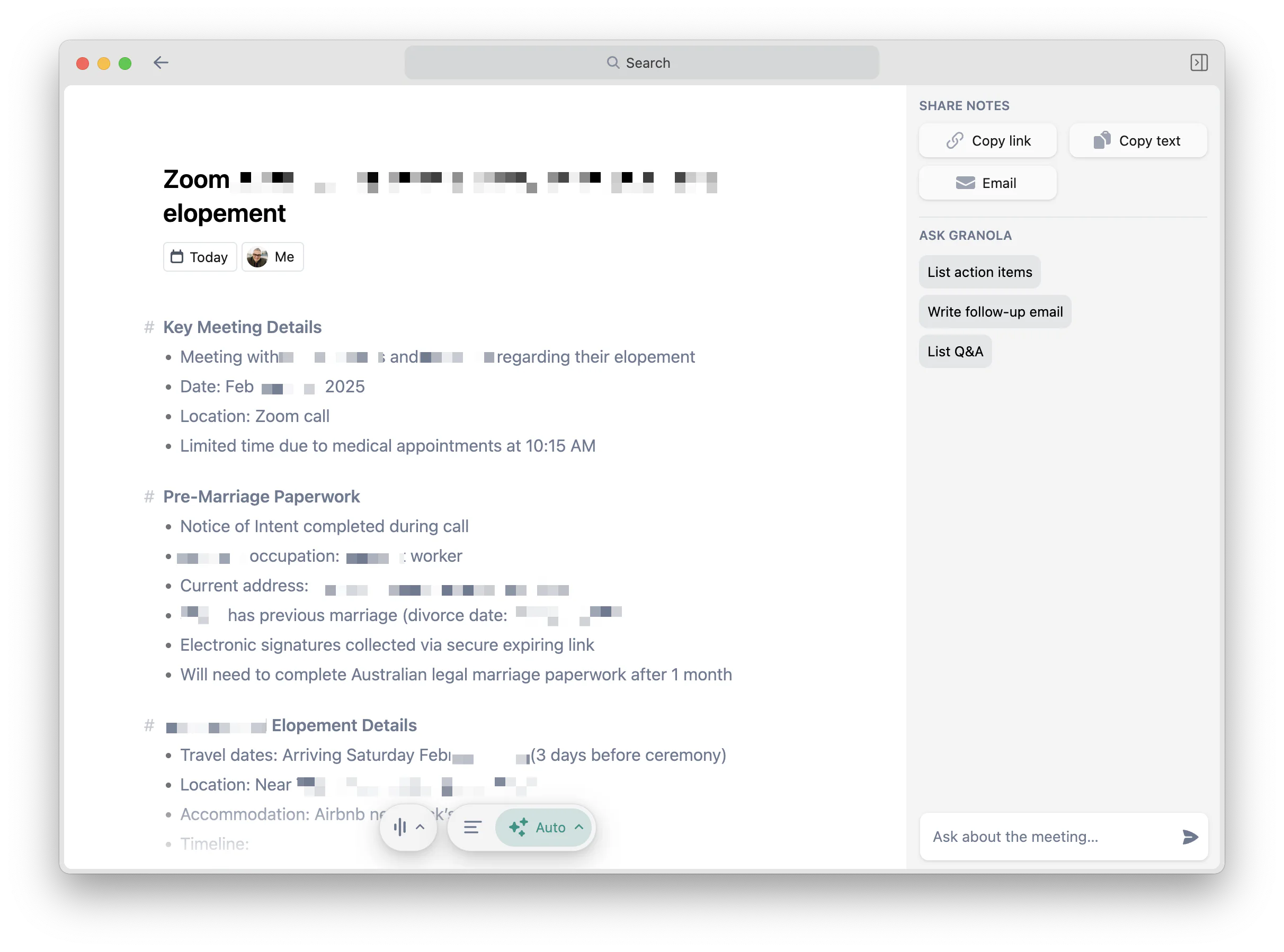 Comparing AI meeting assistants: Granola and Zoom 1 - Celebrant Institute Granola AI assistant